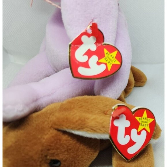 2 Vintage The Beanie Babies Ears 95 & Floppity 96 Stuffed Animals Bundle - Picture 6 of 11